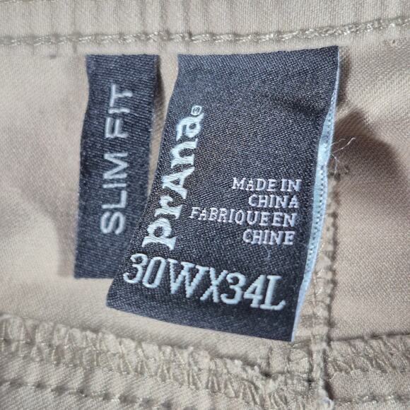 PRANA Khaki Brown Tan Slim Fit Cargo Hiking Pants 30 x 34 L - Picture 2 of 2